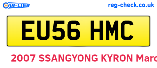 EU56HMC are the vehicle registration plates.