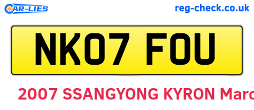 NK07FOU are the vehicle registration plates.