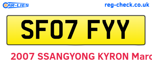 SF07FYY are the vehicle registration plates.