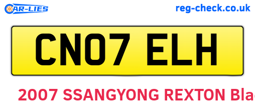 CN07ELH are the vehicle registration plates.