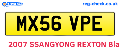 MX56VPE are the vehicle registration plates.