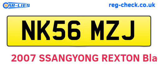 NK56MZJ are the vehicle registration plates.