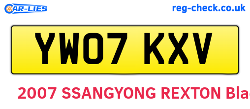 YW07KXV are the vehicle registration plates.