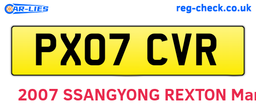 PX07CVR are the vehicle registration plates.