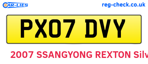 PX07DVY are the vehicle registration plates.