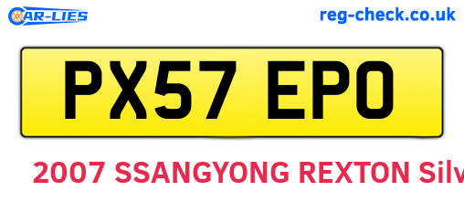 PX57EPO are the vehicle registration plates.