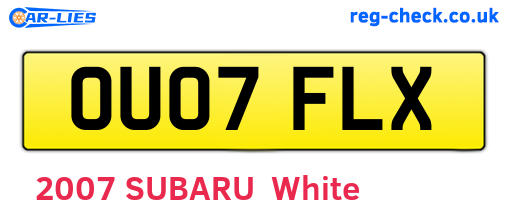 OU07FLX are the vehicle registration plates.