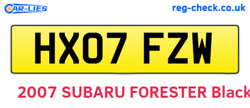 HX07FZW are the vehicle registration plates.