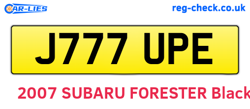 J777UPE are the vehicle registration plates.