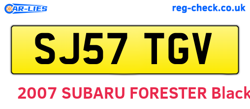SJ57TGV are the vehicle registration plates.