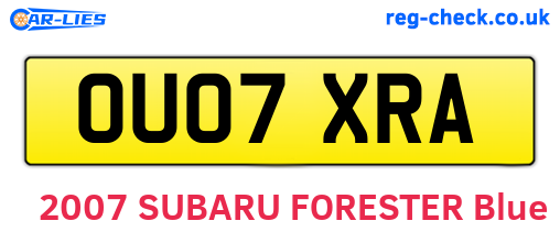 OU07XRA are the vehicle registration plates.