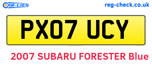 PX07UCY are the vehicle registration plates.