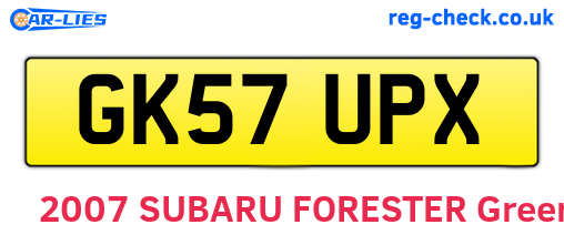 GK57UPX are the vehicle registration plates.
