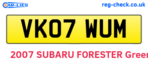 VK07WUM are the vehicle registration plates.