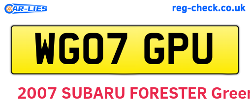 WG07GPU are the vehicle registration plates.