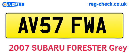AV57FWA are the vehicle registration plates.