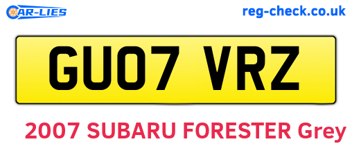 GU07VRZ are the vehicle registration plates.
