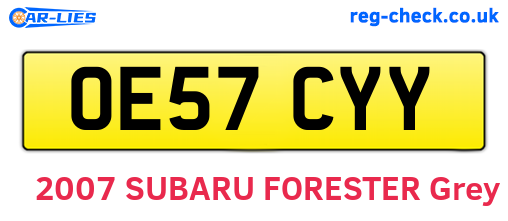 OE57CYY are the vehicle registration plates.