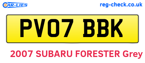 PV07BBK are the vehicle registration plates.