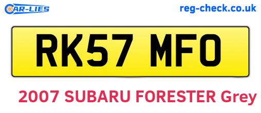 RK57MFO are the vehicle registration plates.