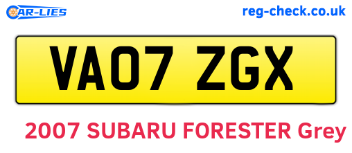 VA07ZGX are the vehicle registration plates.