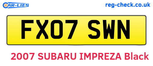 FX07SWN are the vehicle registration plates.