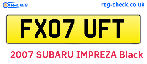 FX07UFT are the vehicle registration plates.