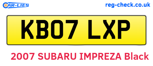 KB07LXP are the vehicle registration plates.
