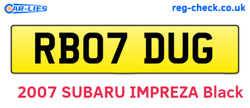 RB07DUG are the vehicle registration plates.