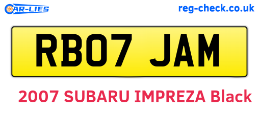RB07JAM are the vehicle registration plates.