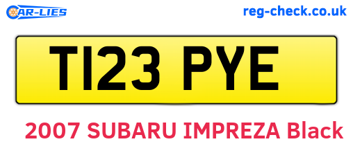 T123PYE are the vehicle registration plates.