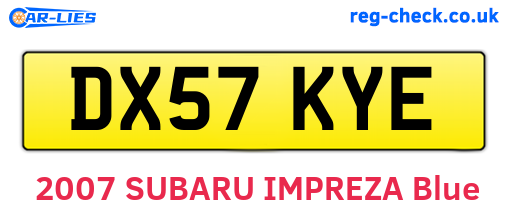 DX57KYE are the vehicle registration plates.
