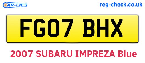 FG07BHX are the vehicle registration plates.