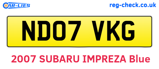 ND07VKG are the vehicle registration plates.