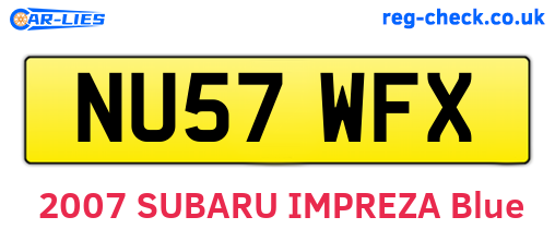 NU57WFX are the vehicle registration plates.