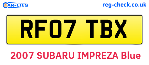 RF07TBX are the vehicle registration plates.