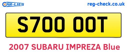 S700OOT are the vehicle registration plates.
