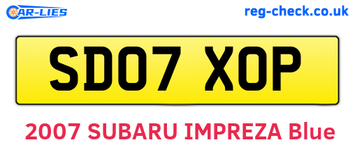 SD07XOP are the vehicle registration plates.