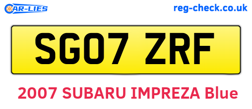 SG07ZRF are the vehicle registration plates.