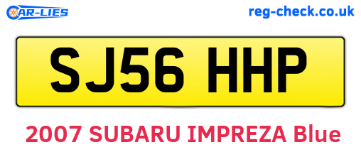 SJ56HHP are the vehicle registration plates.