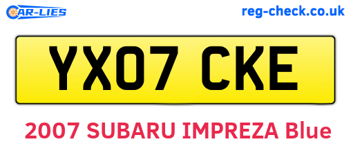 YX07CKE are the vehicle registration plates.