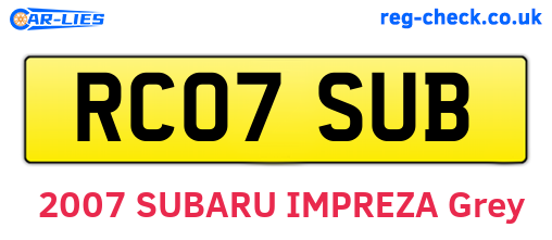 RC07SUB are the vehicle registration plates.