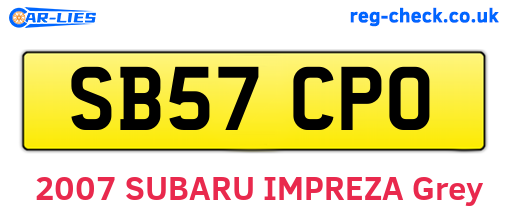 SB57CPO are the vehicle registration plates.
