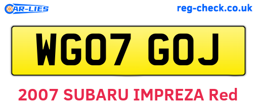 WG07GOJ are the vehicle registration plates.