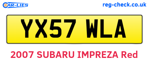 YX57WLA are the vehicle registration plates.