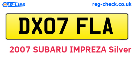 DX07FLA are the vehicle registration plates.