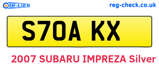 S70AKX are the vehicle registration plates.