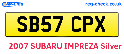 SB57CPX are the vehicle registration plates.