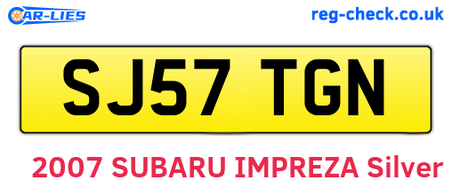 SJ57TGN are the vehicle registration plates.
