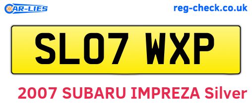 SL07WXP are the vehicle registration plates.